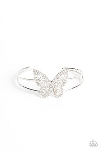 Butterfly Bella White Rhinestone Cuff Bracelet